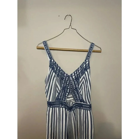 American Eagle Blue and White Striped Romper - Picture 2 of 9